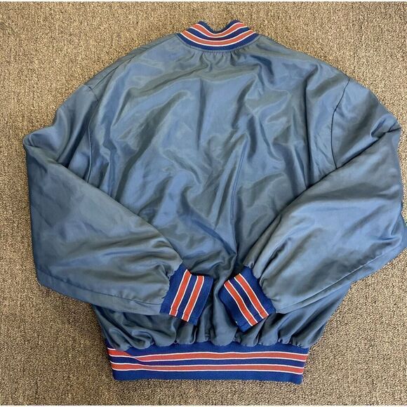 Vtg Pepsi 80s Holloway Employee Men's Bomber Jacket Striped Cuff Collar XXL Blue - Picture 9 of 10